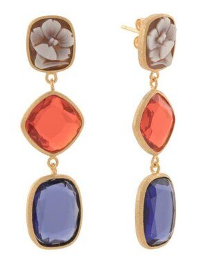 CAMEO ITALIANO Made In Italy 18kt Gold Plated Cameo Drop Earrings